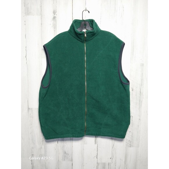 Polar Graphics Green Fleece Full Zip Mock Neck Vest XXL - Picture 1 of 6